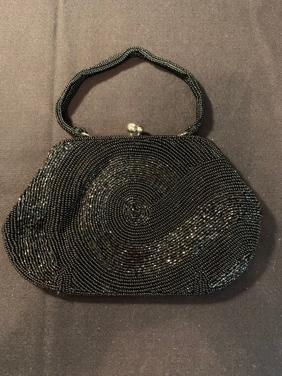 Vintage Black beaded Evening bag. - image 2