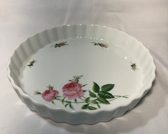 Vintage Christneholm Tea Rose Fluted Edge Tart Pan or Fluted Edge Quiche or Pie Pan