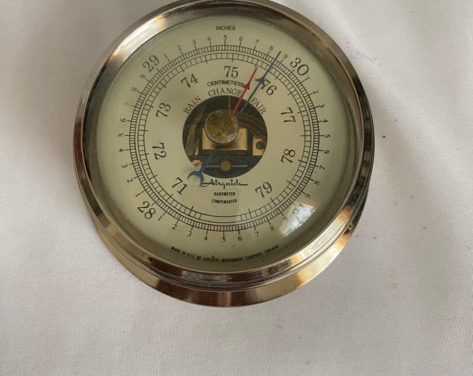 Vintage Cased Airguide Barometer Compensated P4592 Made in USA by Airguide Instrument Co