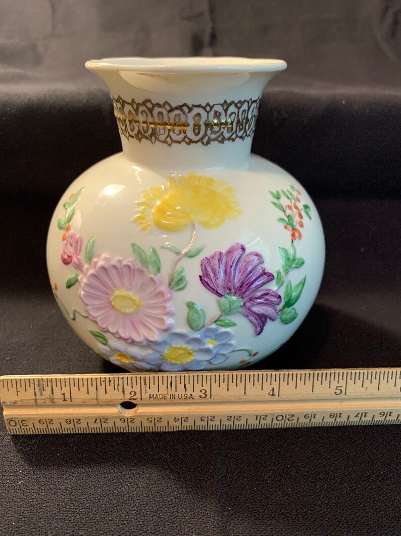 Vintage Hand Painted Floral Vase - Etsy