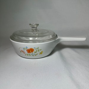 Vintage Corning Ware P-81-B One Pint Sauce Pan with Matching Clear Pyrex Lid Marked P81C