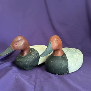 Pair of 2 Different Vintage Canvas Back Duck Decoys