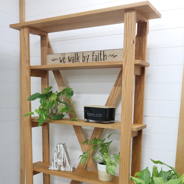 Solid Oak Japanese-Inspired 72" X 36" Shelving Unit, Bookshelf