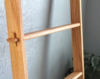 Solid Oak 72&quot;x23&quot; 5-rung Blanket Ladder, Solid Hardwood Blanket Ladder, Towel Ladder, Wide Blanket Ladder