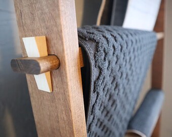 72&quot;x30&quot; 5-rung Solid Java-stained Cherry Blanket Ladder, Solid Hardwood Blanket Ladder, Towel Ladder, Wide Blanket Ladder