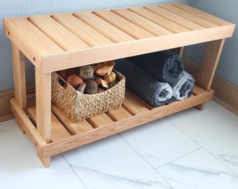 Modern entryway storage bench, bathroom storage bench