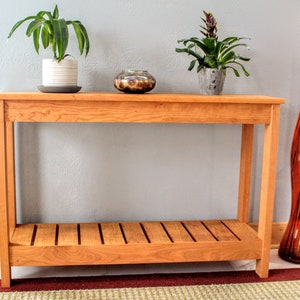 Solid Cherry Console Table, Solid Hardwood Entryway Table, Solid Hardwood Coffee Bar