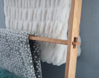 84&quot; x30&quot; 5-rung Solid Hardwood Blanket Ladder, 7 ft Tall Solid Hardwood Blanket Ladder, Towel Ladder, Extra Wide Blanket Ladder