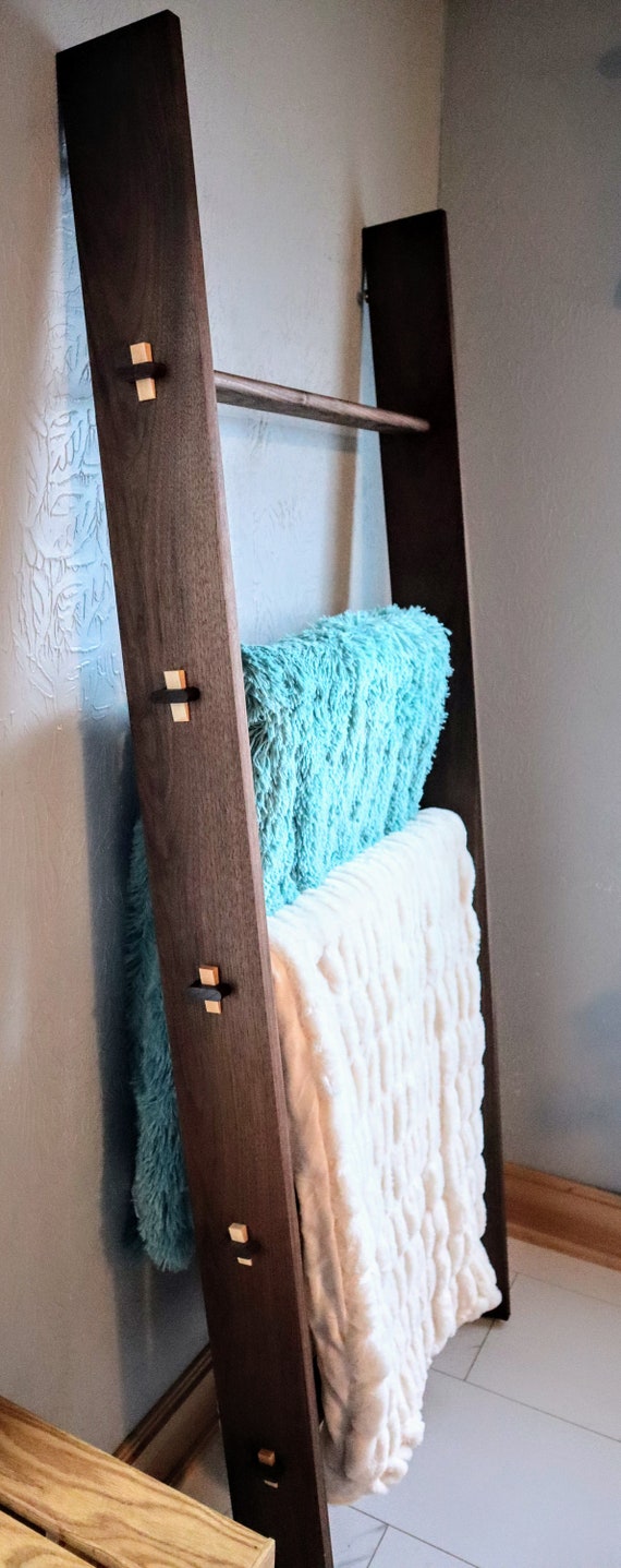 Solid Java stained Cherry 5 rung Blanket Ladder Solid Hardwood Blanket Ladder Towel Ladder Heavy Duty Blanket Ladder Etsy