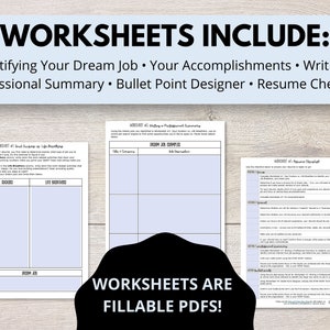 K&ouml;nnte beinhalten: Ein Satz druckbarer Arbeitsbl&auml;tter, um Ihren Traumjob zu identifizieren, eine professionelle Zusammenfassung zu schreiben und einen Lebenslauf zu erstellen. Die Arbeitsbl&auml;tter sind ausf&uuml;llbare PDFs.