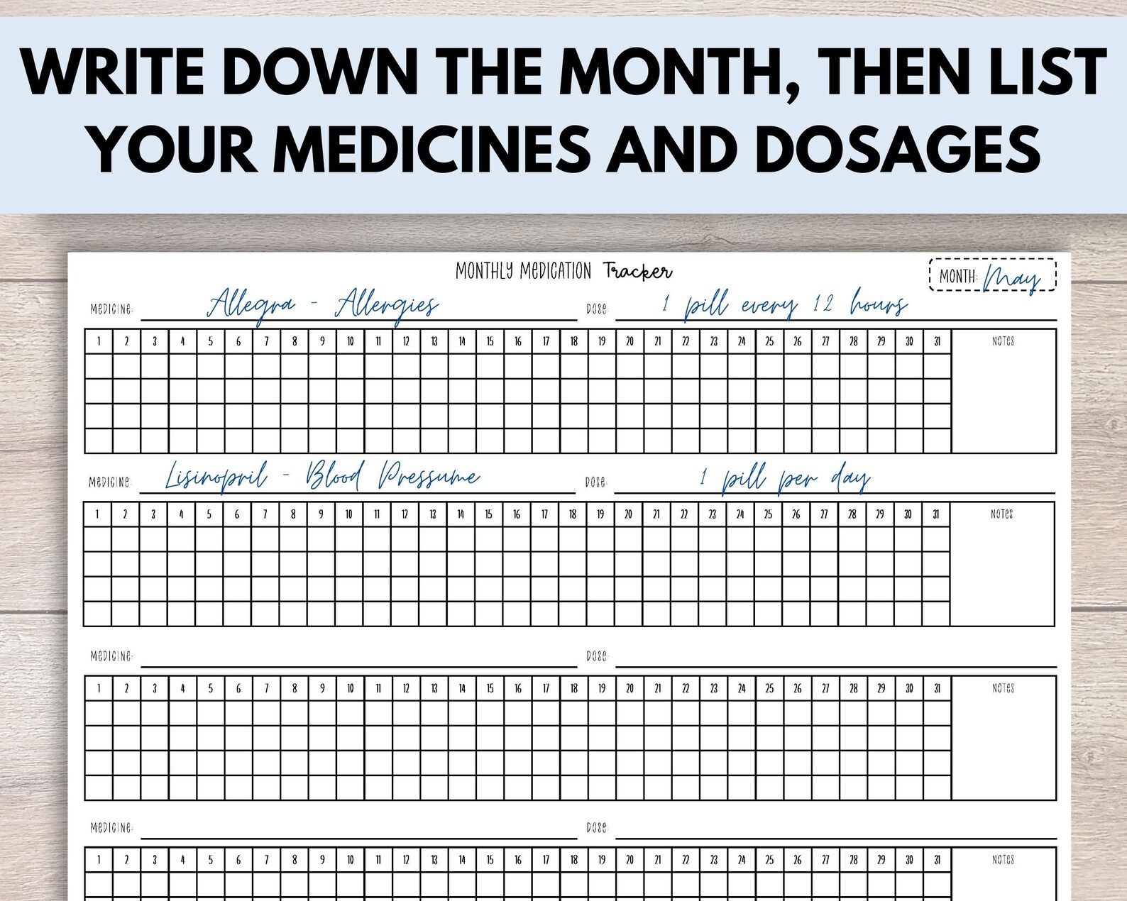 Medicine Tracker Printable, Medication Tracker, Monthly Medicine ...