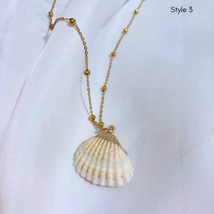 Seashell Pendant Necklace Natural Seashell Necklace Boho - Etsy