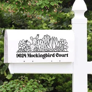 Cactus Mailbox Decal, House Number Decal, Custom Mailbox Decal, Personalized Mailbox Decal, Mailbox Number Decal,  Address Decal for Mailbox