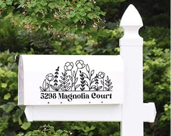 Wildflower Address Decal for Mailbox, Personalized Mailbox Decal, Mailbox Number Decal, House Number Decal, Custom Mailbox Decal