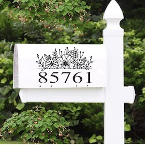 Flower Mailbox Decal, Personalized Mailbox Decal, Mailbox Number Decal, House Number Decal, Custom Mailbox Decal, Address Decal for Mailbox