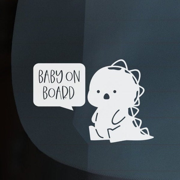 Baby on Board Car Decal, Baby Dino Car Decal, Dinosaur Baby Decal, Baby Car Decal, Mom Car Decal, Baby on Board Cute Sticker