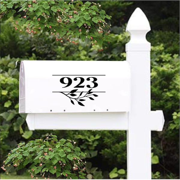 Floral Branch Decal, Mailbox Number Decal, House Number Decal, Address Decal for Mailbox, Personalized Mailbox Decal, Custom Mailbox Decal