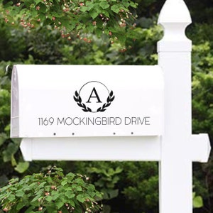 Laurel Wreath Mailbox Decal, Mailbox Address Numbers, Mailbox Number Decal, House Number Decal, Custom Mailbox Decal