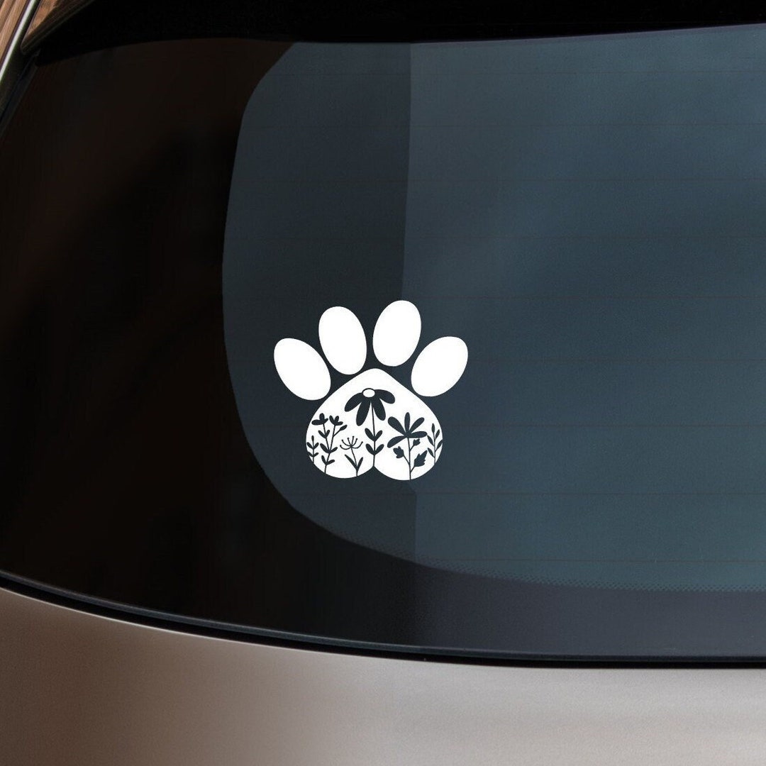 Wildflower Paw Print Car Decal Dog Paw Car Decal Dog Lover - Etsy