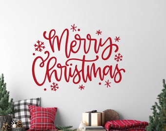 Merry Christmas Vinyl Wall Decal, Christmas Party Decor, Christmas Wall Decals, Christmas Decor Indoor, Window Clings,  Removable Wall Decor