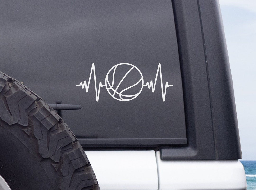 Basketball Car Decal Basketball Heartbeat Decal Basketball Etsy