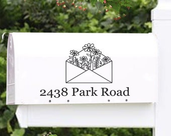 Envelope with Flowers Mailbox Numbers , Address Decal for House, Address Decal for Mailbox, Mailbox Decal Modern, House Number Decal