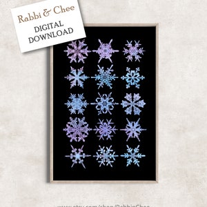 SNOWFLAKE print | Snow crystal wall art | Snow shape printable artwork | Large poster | Minimalist art