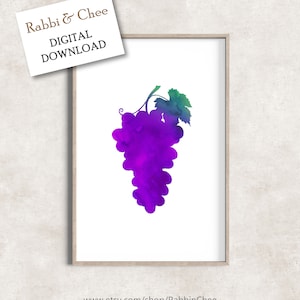 GRAPE Druck | Aquarell druckbare Kunstwerk | Violett abstrakte Wandkunst | Obst große Poster | Minimalistische Kunst