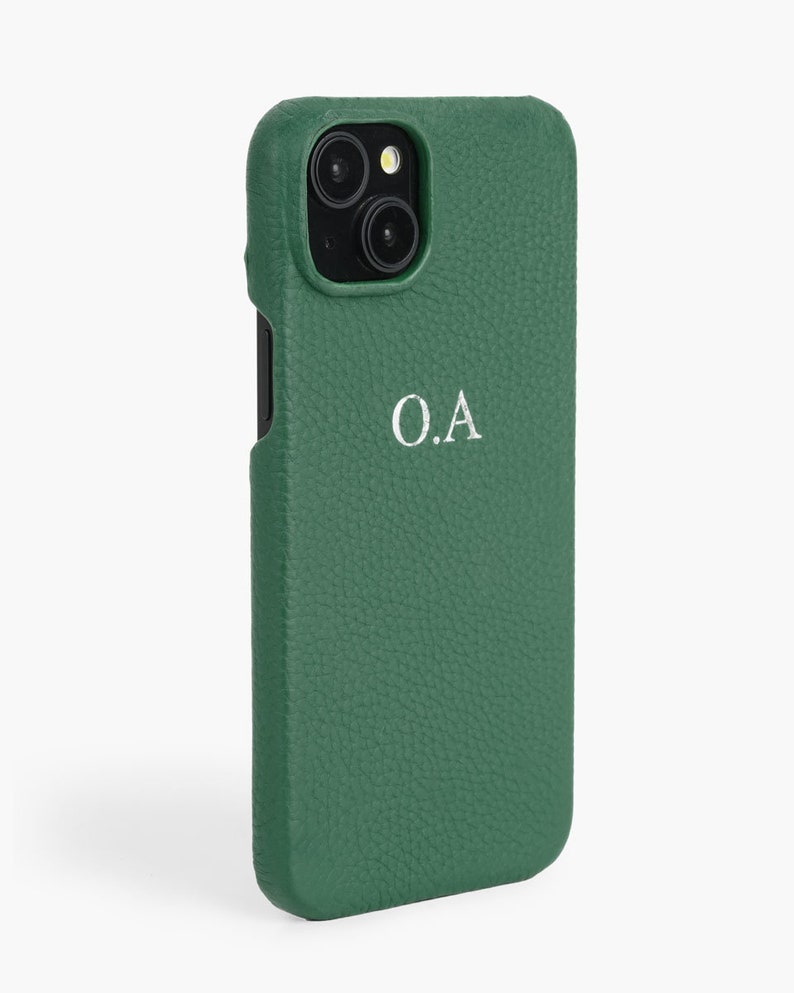 Aesthetic Green Genuine Leather iPhone Case Available in iPhone 13