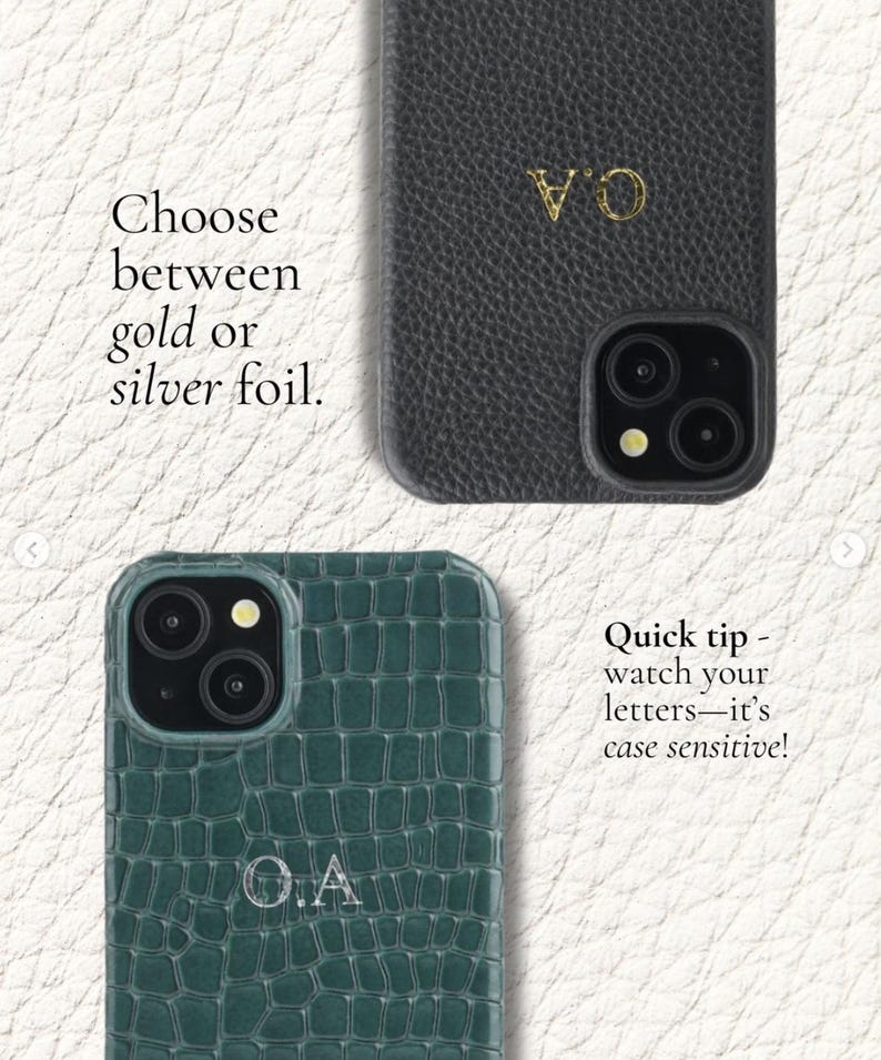 Aesthetic Personalied Green Genuine Leather iPhone Case With Gift Box