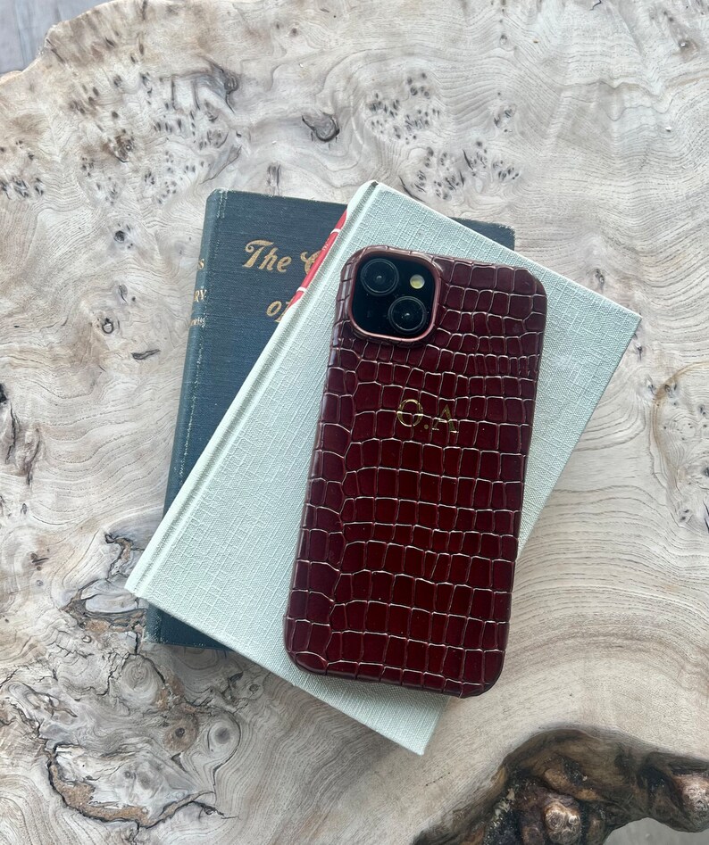 Genuine Croc Leather Red Personalized iPhone Case iPhone 13 Initials