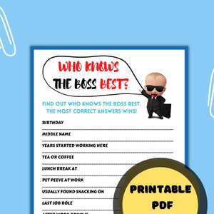 Office Party Game, Who Knows The Boss Best, Team Activity, Workplace Game, Holiday Office Game in PDF