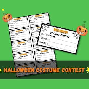 Halloween Costume Contest, Printable Voting Cards, Halloween Tags, Costume Ballot for Halloween Party, PDF Download