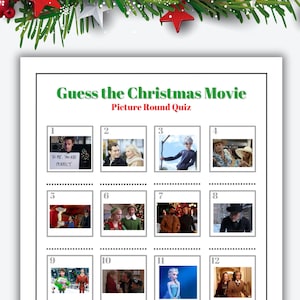 クリスマス映画画像クイズ、クリスマス印刷ゲーム、クリスマス映画画像ラウンド、パブクイズ、PDF のクリスマスクイズ