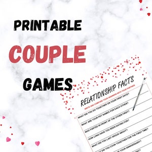 Printable Couples Game, Valentines Day Game, Date Night Ideas, Relationship Games, Anniversary Games, Couples Questions in PDF