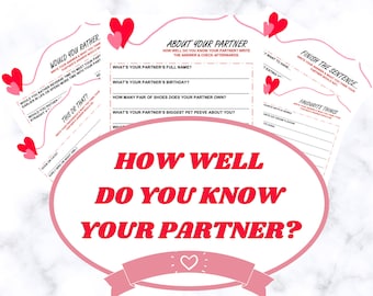 Valentines Day Game, Couples Quiz Game: How Well Do You Know Your Partner (PDF)