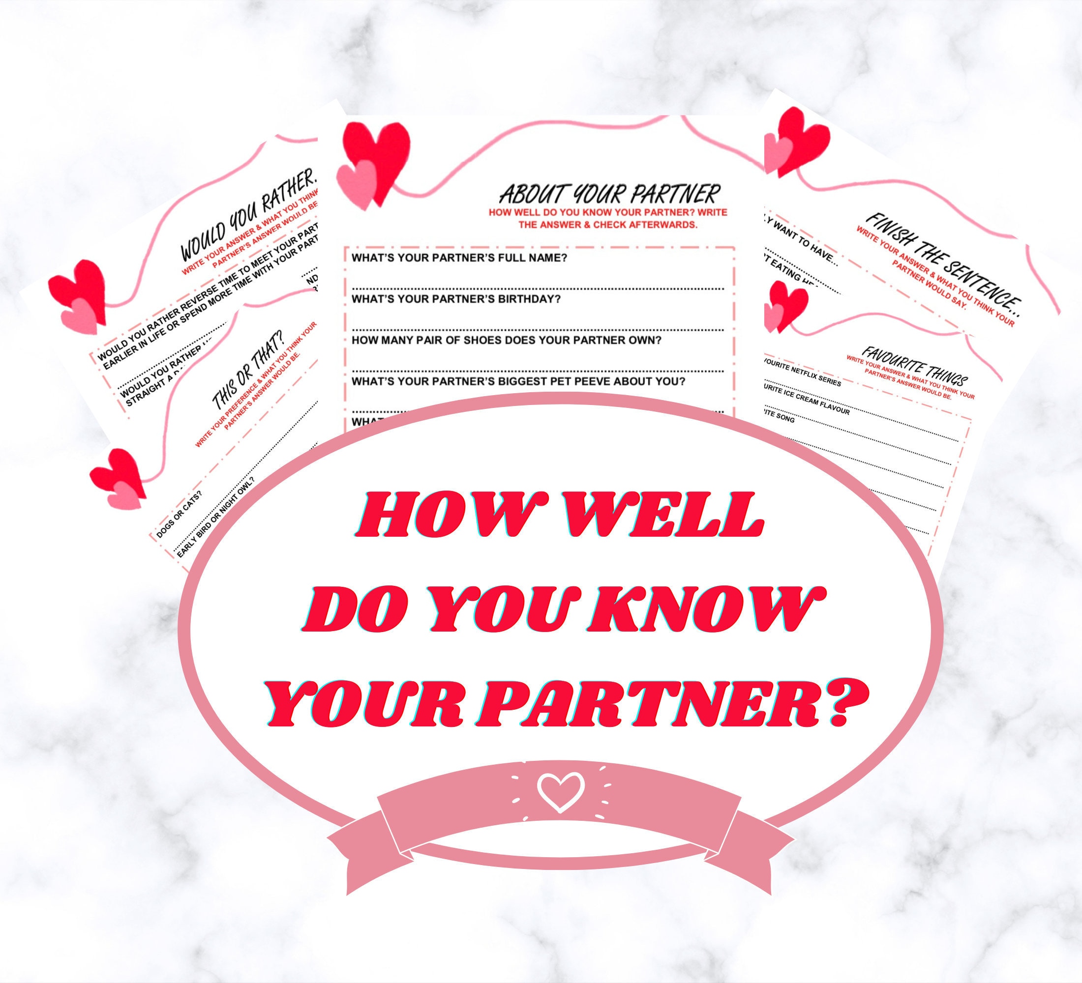 Printable Couple Games How Well Do You Know Your Partner Etsy