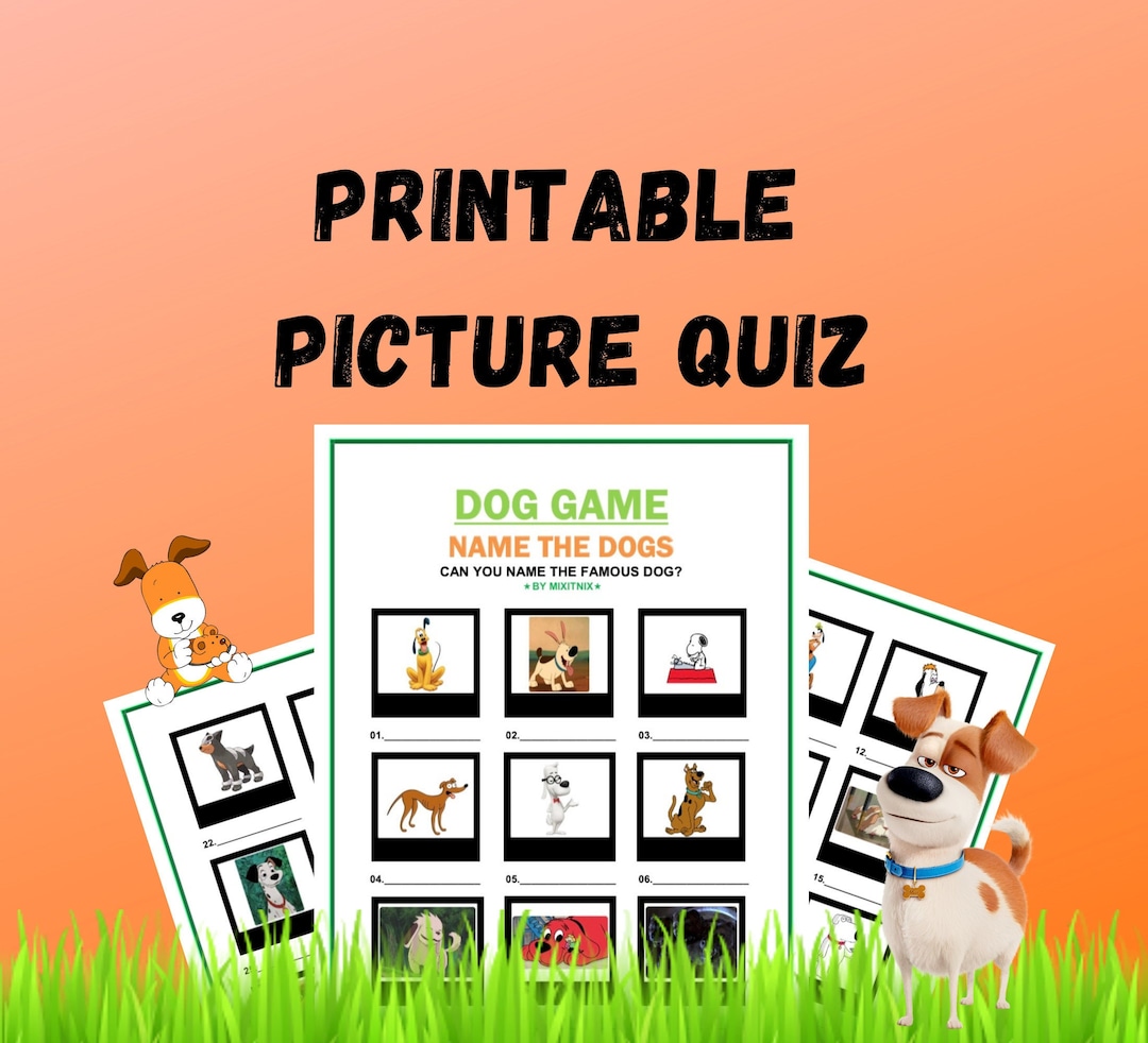 Printable Movie Picture Quiz, Dog Characters, Ice Breaker Game, Cartoon ...