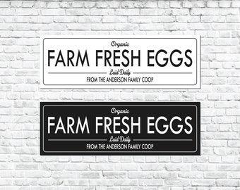 Personalised Organic Farm Fresh Eggs Sign, Custom Family Name Chicken Coop Sign, Backyard Chicken Coop Sign, Outdoor Garden Decor Sign