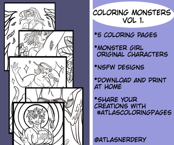 Download Coloring Monsters Nsfw Monster Girl Downloadable Coloring Etsy