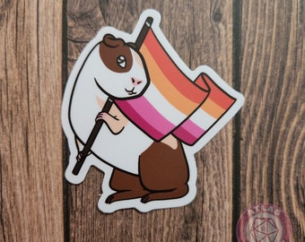 Lesbian Guinea Pig Pride Flag - 3" Waterproof Vinyl Sticker