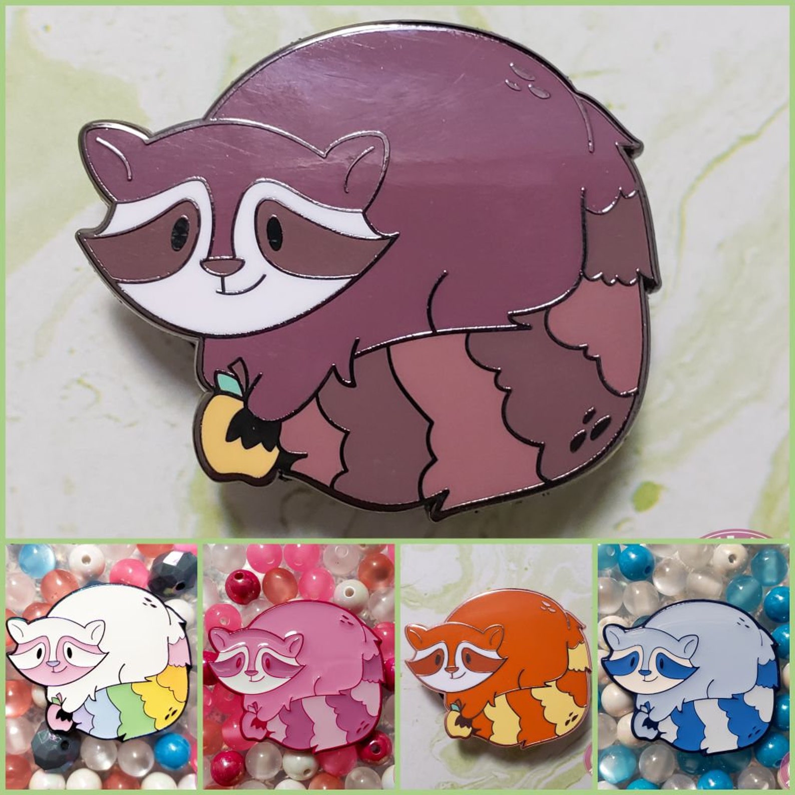 Furry Friends Enamel Pins A Grade Raccoon 1.5 Etsy