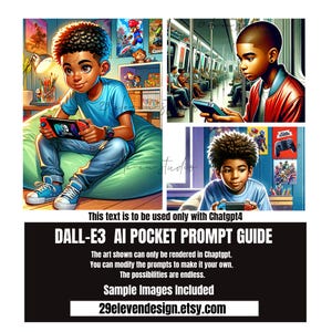 May include: A digital art illustration of three young Black boys playing video games. The first boy is wearing a blue shirt and sitting on a green beanbag chair. The second boy is wearing a red jacket and sitting on a subway train. The third boy is wearing a blue shirt and sitting on a blue beanbag chair. All three boys are holding a Nintendo Switch.