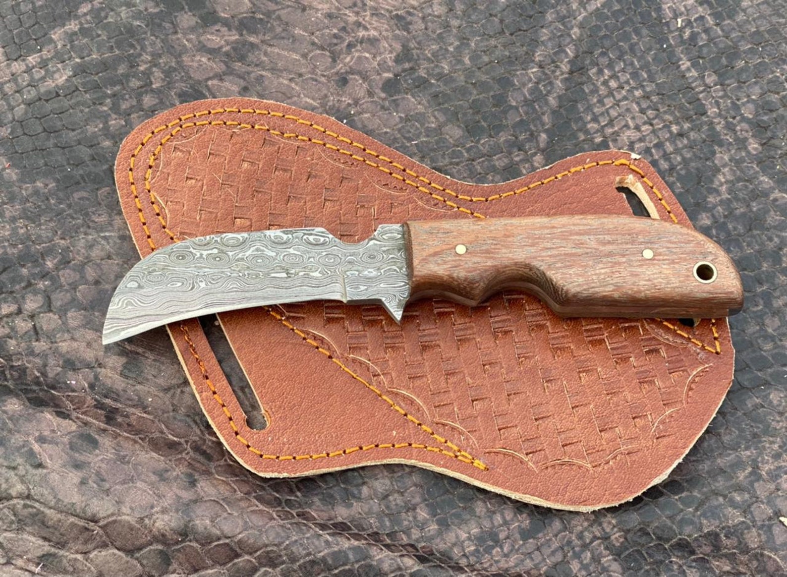 Handmade damascus steel hawkbill knife Etsy