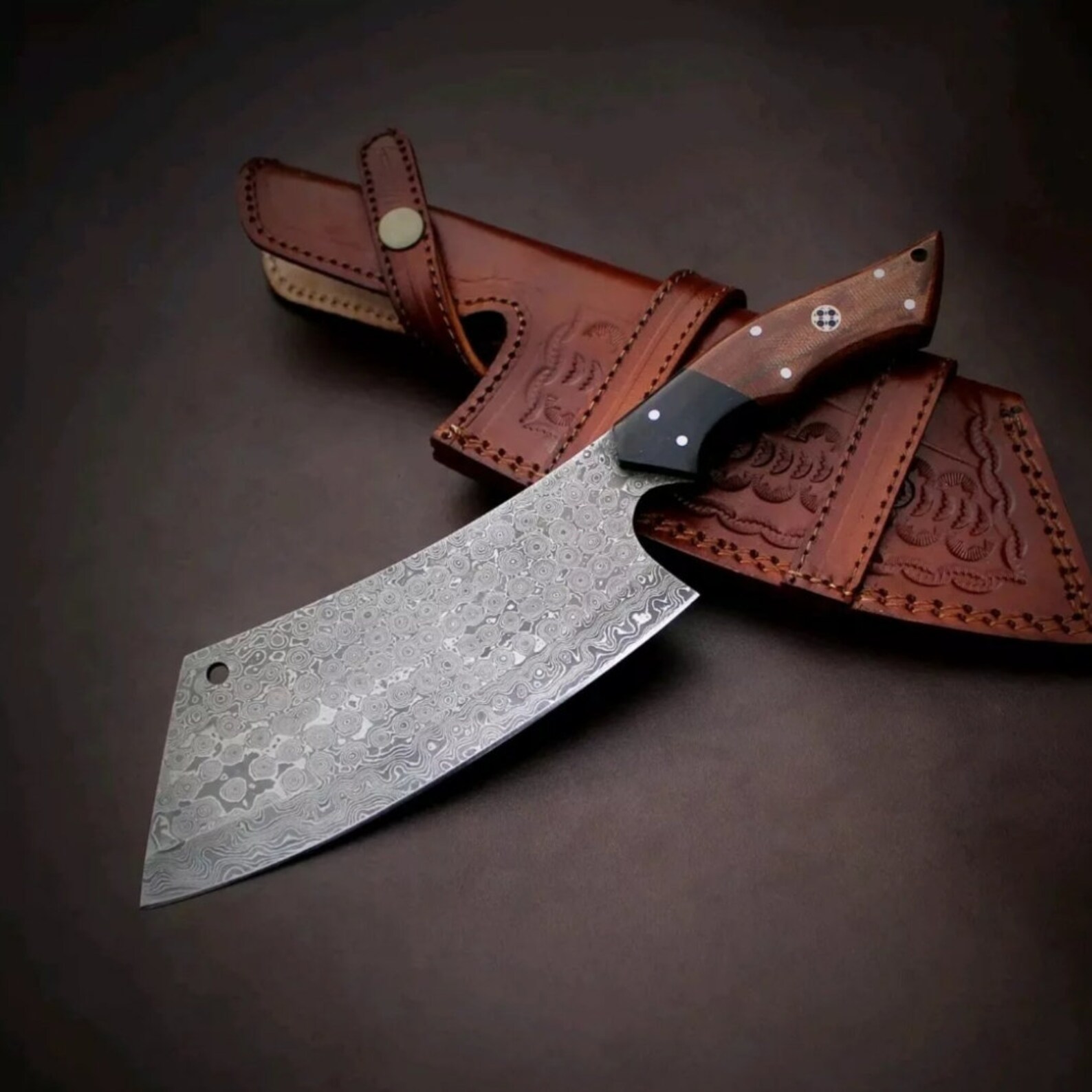 7.5 Hand Kitchen Knife Meat Cleaver With Leather Etsy