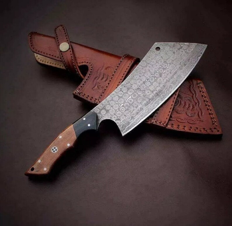 7.5 Hand Kitchen Knife Meat Cleaver With Leather Etsy