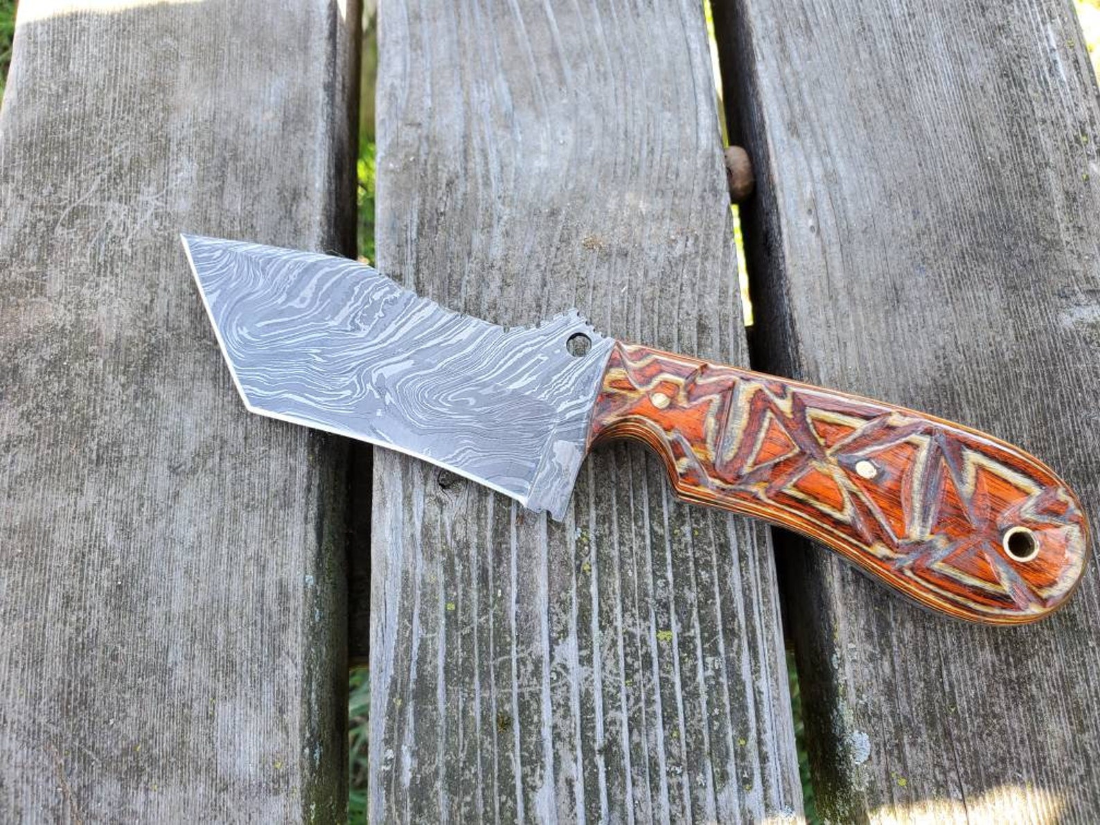 Handmade 4 Bull Cutter Knife in Damascus Steel with Etsy