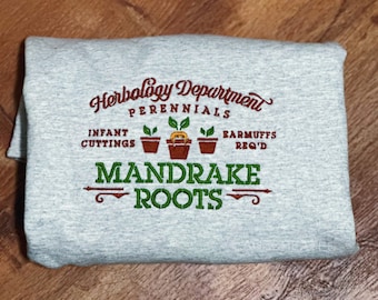 Embroidered Herbology Sweater, Mandrake Sweater, Harry Fan Merch, Wizard Merch, HP Sweater