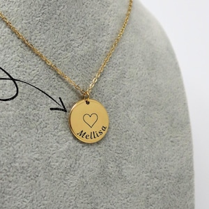 Personalized Engraved Coin Necklace: Stainless Steel Custom Name Pendant