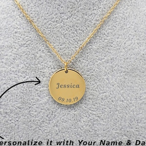 Personalized Engraved Coin Necklace: Stainless Steel Medallion Pendant